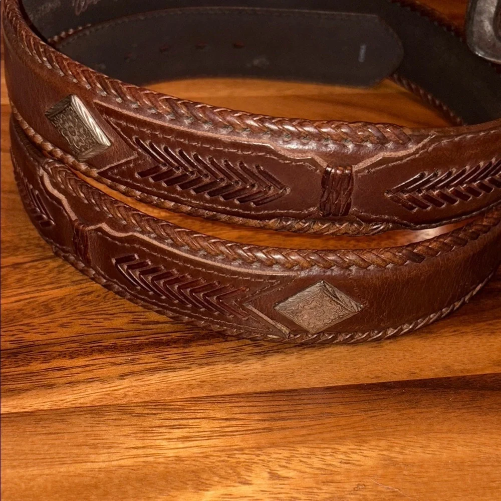 Wrangler Men's Brown Leather Belt 42/105 - Picture 3 of 9